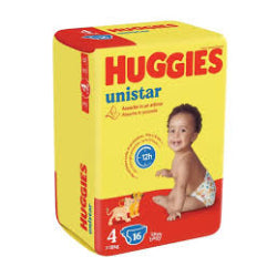 БЕБЕШКИ ПЕЛЕНИ HUGGIES UNISTAR № 4 7-18 КГ, 16 БР.
