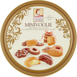 БИСКВИТИ АСОРТИ MINIVOGLIE MATILDE VICENZI, МЕТАЛНА КУТИЯ 500 Г.