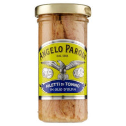 ANGELO PARODI TUNA FISH FILLET IN OLIVE OIL, GLASS 150 G