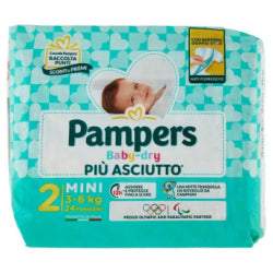 БЕБЕШКИ ПЕЛЕНИ PAMPERS BABY DRY MINI 3-6 КГ, 24 БР.