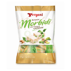 МЕКА ХАЛВА-БОНБОНИ VERGANI MORBIDI С БАДЕМ И ШАМ ФЪСТЪК В ПЛИК, 117 Г.