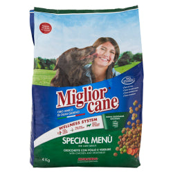 СУХА ХРАНА ЗА КУЧЕТА MIGLIOR CANE SPECIAL MENU, ПИЛЕ И ЗЕЛЕНЧУЦИ 4 КГ.