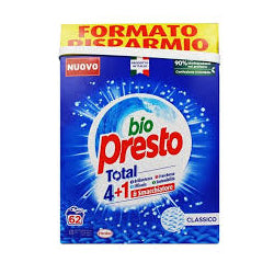 BIO PRESTO TOTAL 4+1 DETERGENT POWDER IN BOX 62 WASHES, 3.110 KG