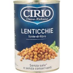 CIRIO LENTILS WITHOUT SALT CANNED 400 G