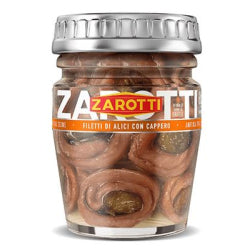 ZAROTTI ANCHOVY FILLET WITH CAPERS IN SUNFLOWER OIL, GLASS 60 G