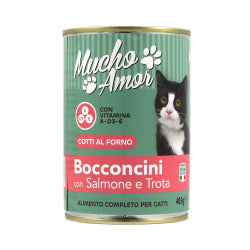 Храна За Котки Mucho Amor Със Сьомга, Консерва 405 Г.