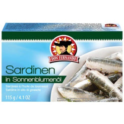 SARDINES IN SUNFLOWER OIL DON FERNANDO 115 G