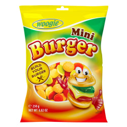 WOOGIE JELLY CANDY-MINI BURGERS, 250 G BAG