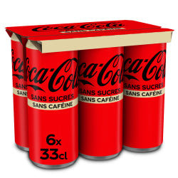 COCA COLA ZERO SOFT DRINK WITHOUT CAFFEINE, CAN 6x330 ML
