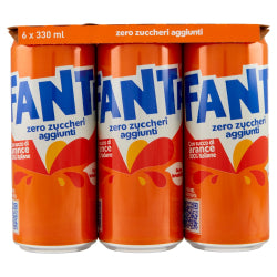 SOFT DRINK FANTA ORANGE ZERO CAN, SUGAR-FREE 6x330 ML