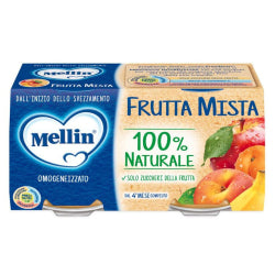 FRUIT PURE MELLIN FRUTTA MISTA /MIXED FRUITS/100% NATURALE 2X100G, GLASS