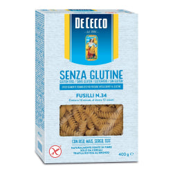 ПЪЛНОЗЪРНЕСТА ПАСТА БЕЗ ГЛУТЕН DE CECCO FUSILLI №34, 400 Г.