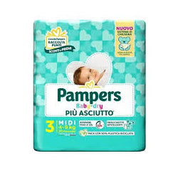 БЕБЕШКИ ПЕЛЕНИ PAMPERS BABY DRY MIDI 4-9 КГ, 20 БР.