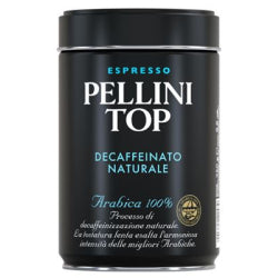 PELLINI TOP ESPRESSO GROUND COFFEE, DECAFFEINED, IN A BOX OF 250 G