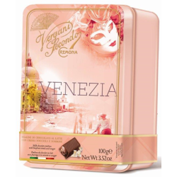 ШОКОЛАДОВИ БОНБОНИ VERGANI VENEZIA С ЛЕШНИКОВ КРЕМ 100 Г, В МЕТАЛНА КУТИЯ.