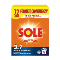 SOLE WASHING POWDER IN A BOX, 72 WASHES 3.6 KG