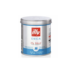 ILLY MOKA DECAFFEINATO GROUND COFFEE, CAFFEINE-FREE, BOX 125 G