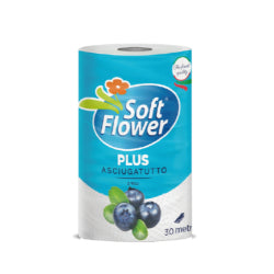 КУХНЕНСКА ХАРТИЯ SOFT FLOWER PLUS 2-ПЛ, 160 КЪСА-30 МЕТРА