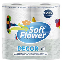 КУХНЕНСКА ХАРТИЯ SOFT FLOWER DECOR-ЛИМОН 2 РОЛКИ, 2х100 КЪСА, 2-ПЛАСТОВА