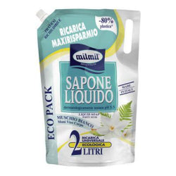 LIQUID SOAP MILMIL MUSCHIO BIANCO, ECO PACK REFILL, 2 L
