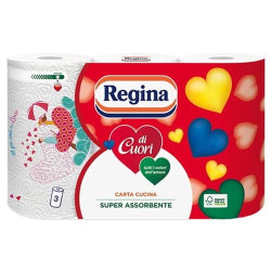 KITCHEN PAPER REGINA DI CUORI, 2-PLY, 3 ROLLS