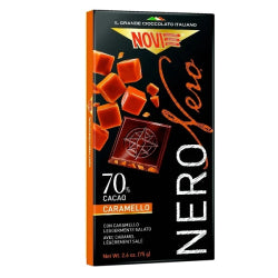 ЧЕРЕН ШОКОЛАД NOVI НЕРО 70% КАКАО,СОЛЕН КАРАМЕЛ 75Г.