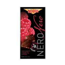 ЧЕРЕН ШОКОЛАД NOVI NERO 70% КАКАО,МАЛИНИ И БАДЕМИ 75 Г.