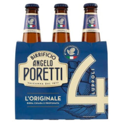 Бира Poretti 4 Luppoli Vol.5.5°, 3Х330 Мл.