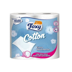 ТОАЛЕТНА ХАРТИЯ FOXY COTTON 5-ПЛ, 4 РОЛКИ.
