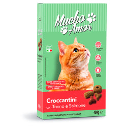 ХРАНА ЗА КОТКИ MUCHO AMOR CROCCHETTE ADULT /РИБА ТОН И СЬОМГА/ 400 Г.
