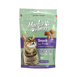 СНАКС ЗА КОТКИ MUCHO AMOR SNACK С ПИЛЕ И СИРЕНЕ, 60 Г.