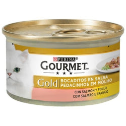 ХРАНА 3А КОТКИ PURINA GOURMET GOLD, СЬОМГА И ПИЛЕ 85 Г.