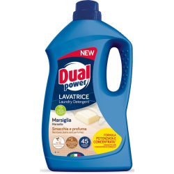 LIQUID DETERGENT FOR WHITE AND COLORED LAUNDRY DUAL POWER MARSEILLE SOAP 45 WASHES, 1.8 L