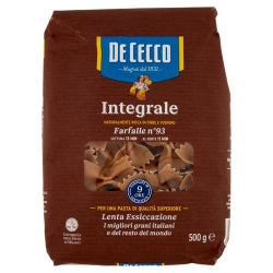 Пълнозърнеста Паста De Cecco Farfalle №093, 500 Г.