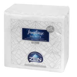 NAPKINS ZEN FAMILIARE SALVETE, WHITE 1-PL, 33x33 CM