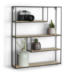 SHELF RACK WITH 4 SHELVES LIFA BILBAO /METAL+WOOD/ 55x45x11 CM