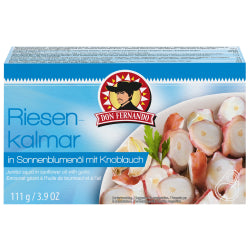 LARGE SQUID WITH GARLIC IN SUNFLOWER OIL, CUT, 111 G