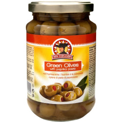 GREEN OLIVES WITH RED PEPPER DON FERNANDO, JAR 365 G