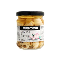 PIACELLI GARLIC IN HERBAL OIL, GLASS 190 G