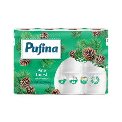 ТОАЛЕТНА ХАРТИЯ PUFINA PINE FOREST 12 БР, 3-ПЛ